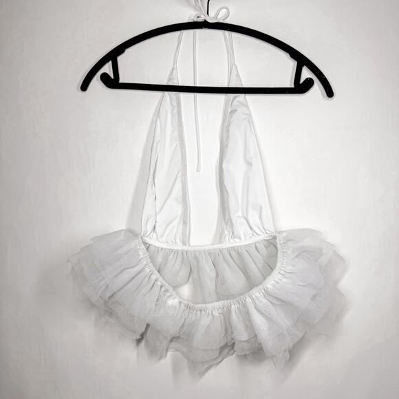 Emma Rose x Beginning Women’s White Tulle Ruffle Halter Peplum Tutu Top Bridal - Picture 5 of 13